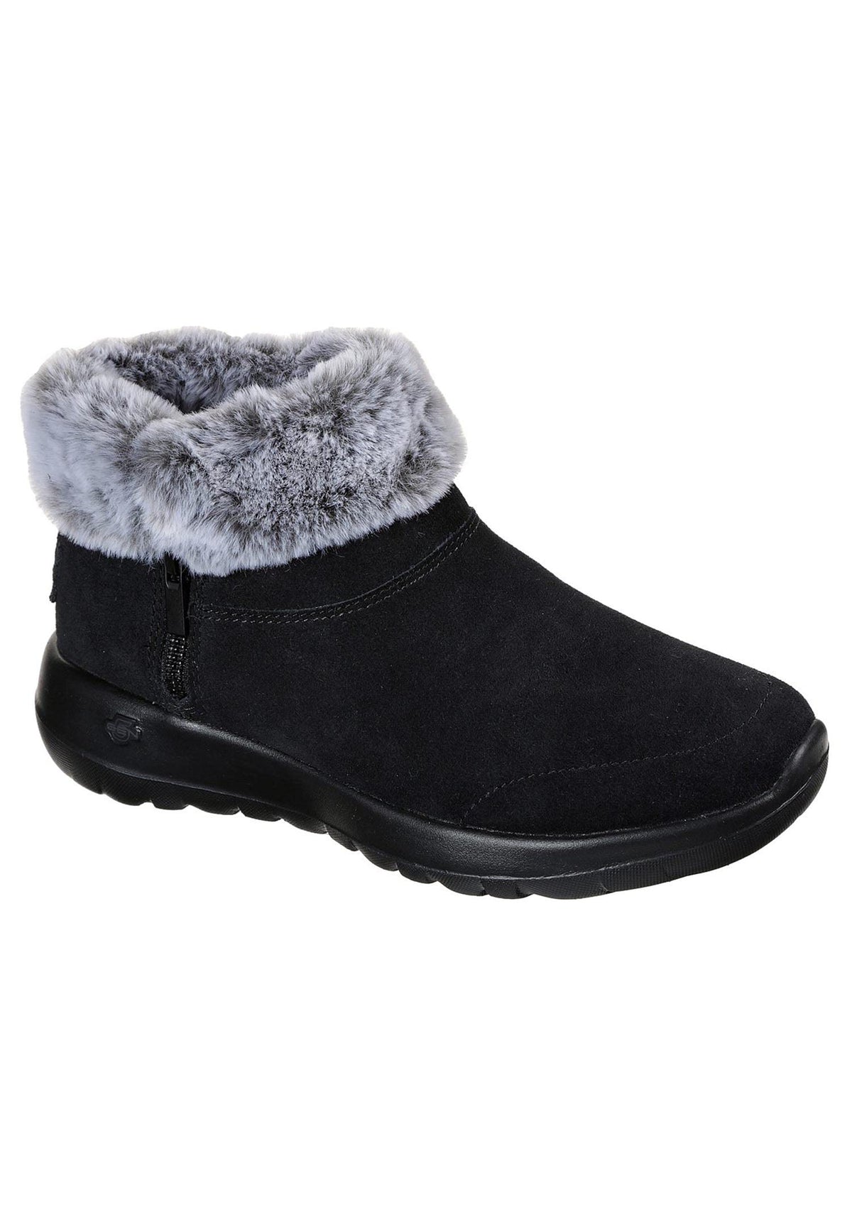 Skechers Women's Bootie Ankle Boot, Black/Gray, 5.5