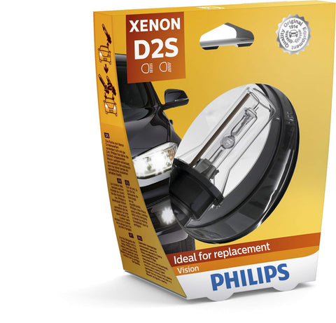 Philips Xenon lamp Vision D2S 85122VIS1 Light Bulb Blister Pack (one piece) - Black/clear
