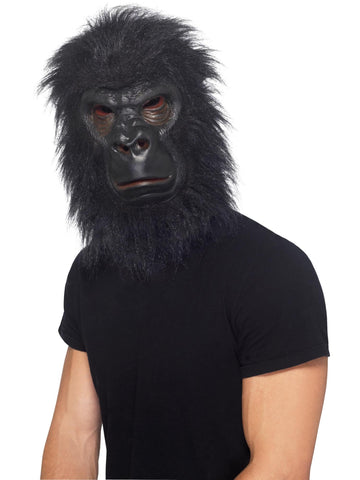 Smiffys Gorilla Mask, Black with Hair, Foam Latex, Party Animals Fancy Dress, Animal Dress Up Masks