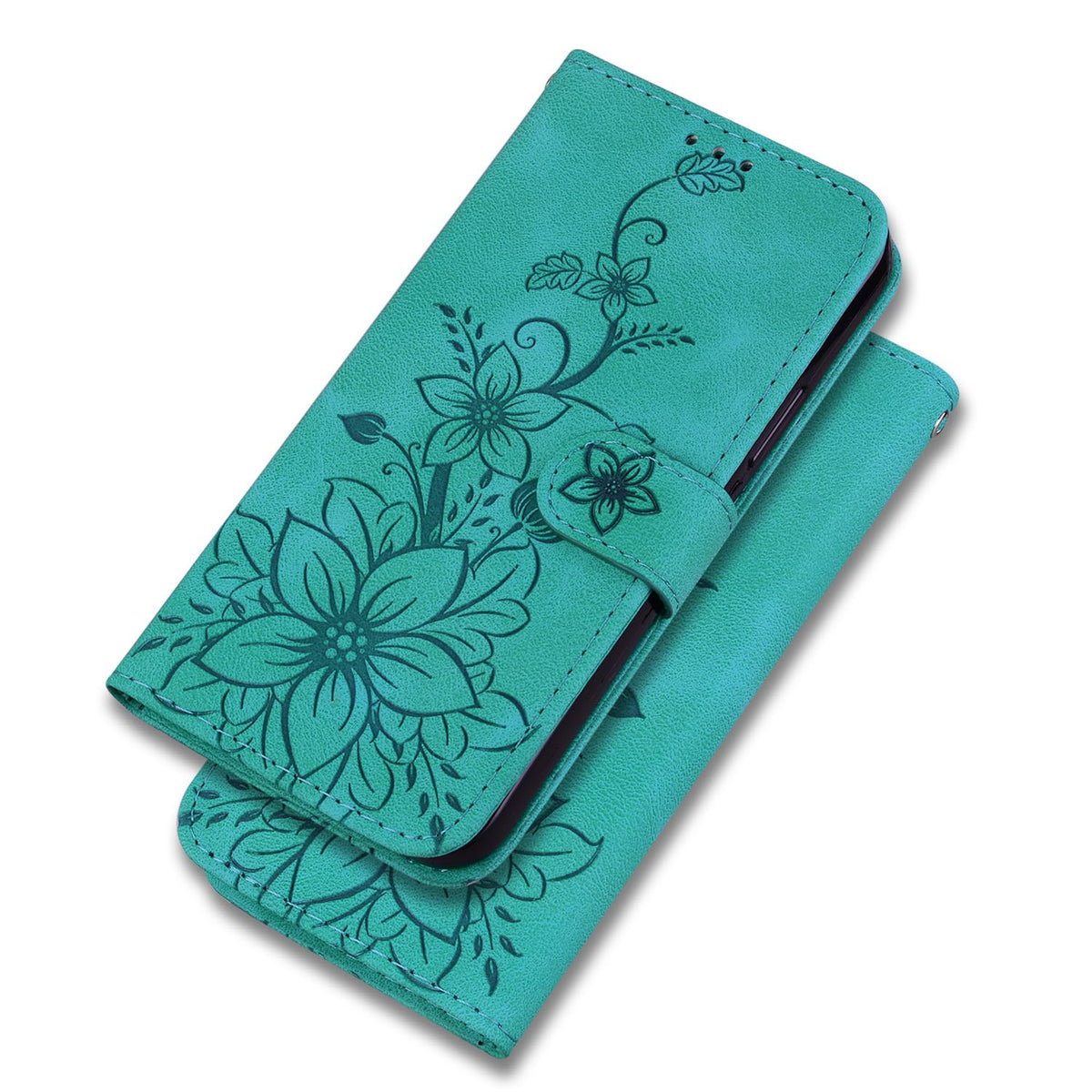 Magnetic Buckle Flip Cover Anti-Fall Phone Case Compatible with Samsung Galaxy A35 A55 GalaxyA55 5G Phone Cover Solid Color Card Slot Wallet Clip Phone Shell (Green,Samsung A55 5G)