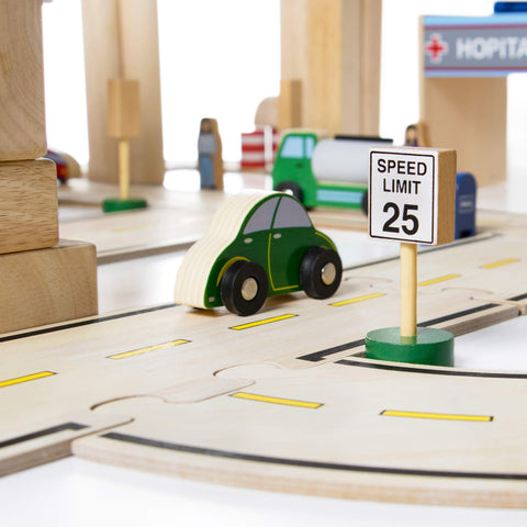 Guidecraft Community and Roadway Essentials Play Set - Kids Learning and Educational Toys