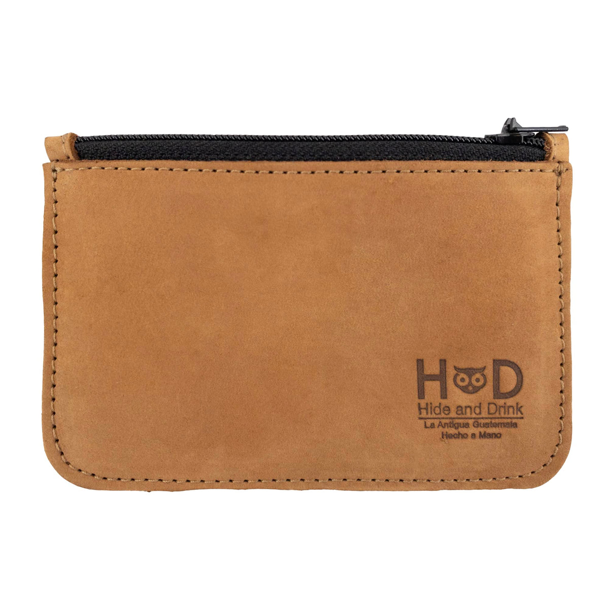 Hide & Drink, Full Grain Leather Zippered Wallet, Card Case, Folded Bills Storage, Coin Organizer, Travel Accessories, Handmade, Old Tobacco