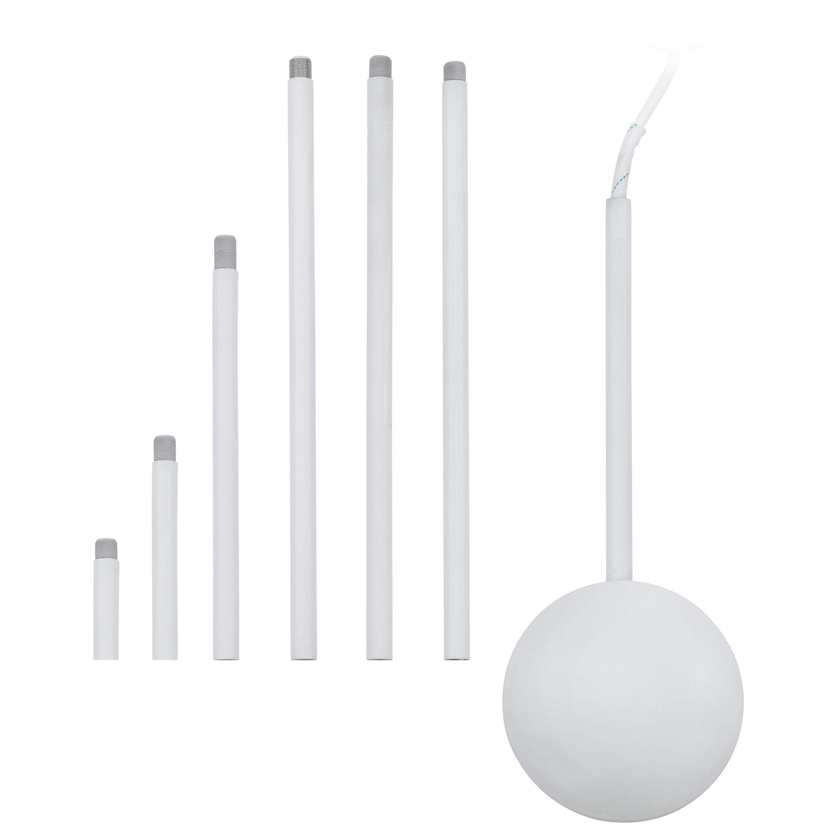 EGLO Extention cable duct, steel cabling, Colour: white, Length: 320-1570 mm/12.5-61.8 inches