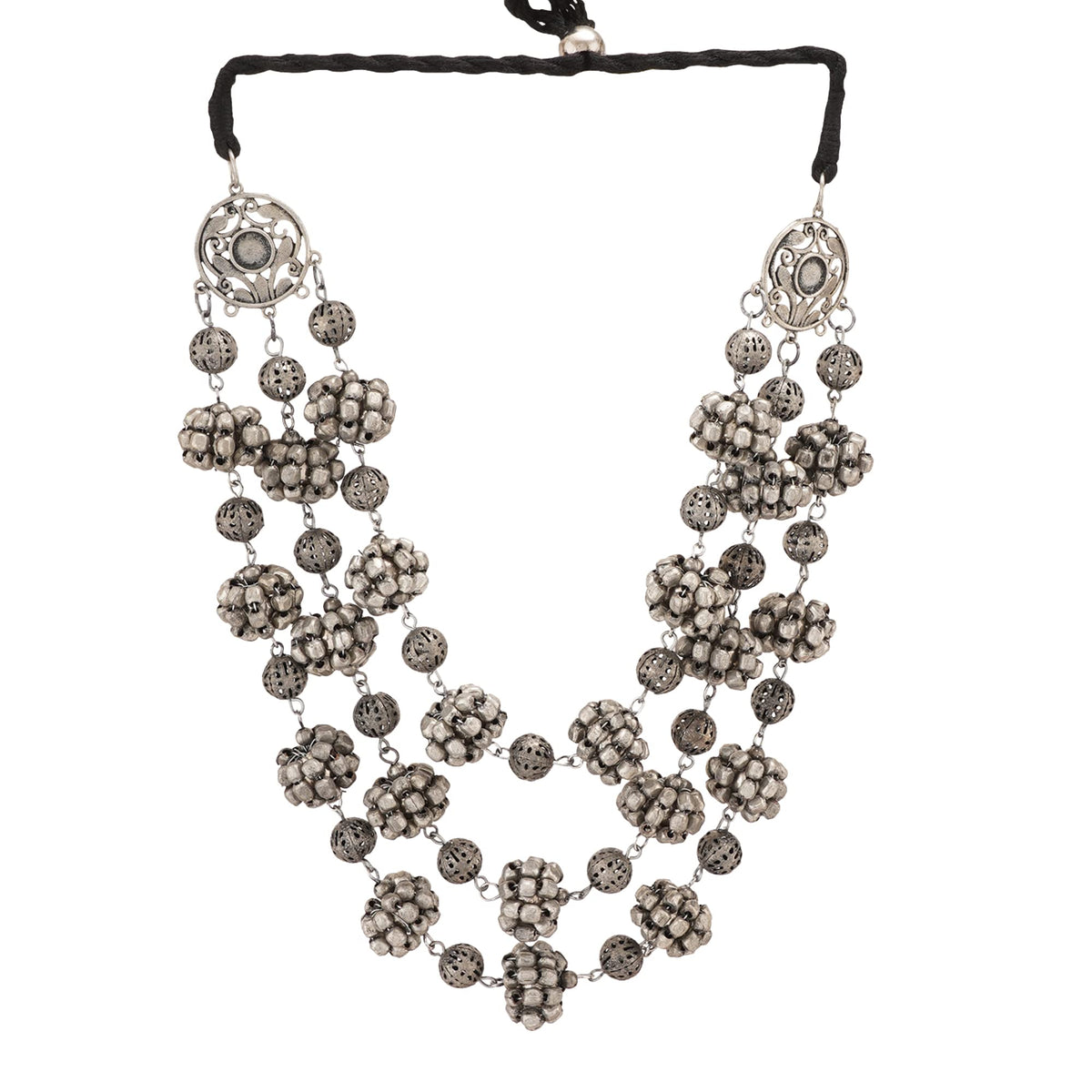 Jwellmart Oxidised Metal Pearl Afghani Tribal Vintage Retro Gypsy Choker Ghungroo Necklace Indian Traditional Bollywood Ethnic Jewelry for Women (Black)
