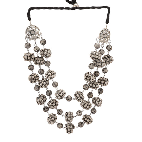 Jwellmart Oxidised Metal Pearl Afghani Tribal Vintage Retro Gypsy Choker Ghungroo Necklace Indian Traditional Bollywood Ethnic Jewelry for Women (Black)