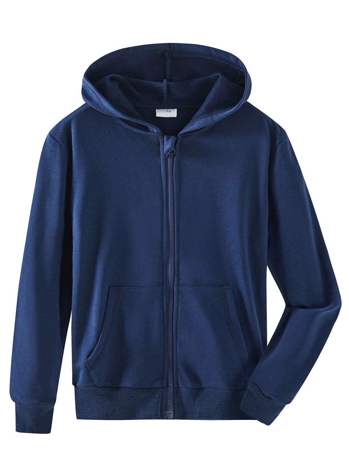 Spring&Gege Youth Solid Full Zipper Hoodies Soft Kids Hooded Sweatshirt for Boys and Girls, Navy Blue, Size 13-14 Years