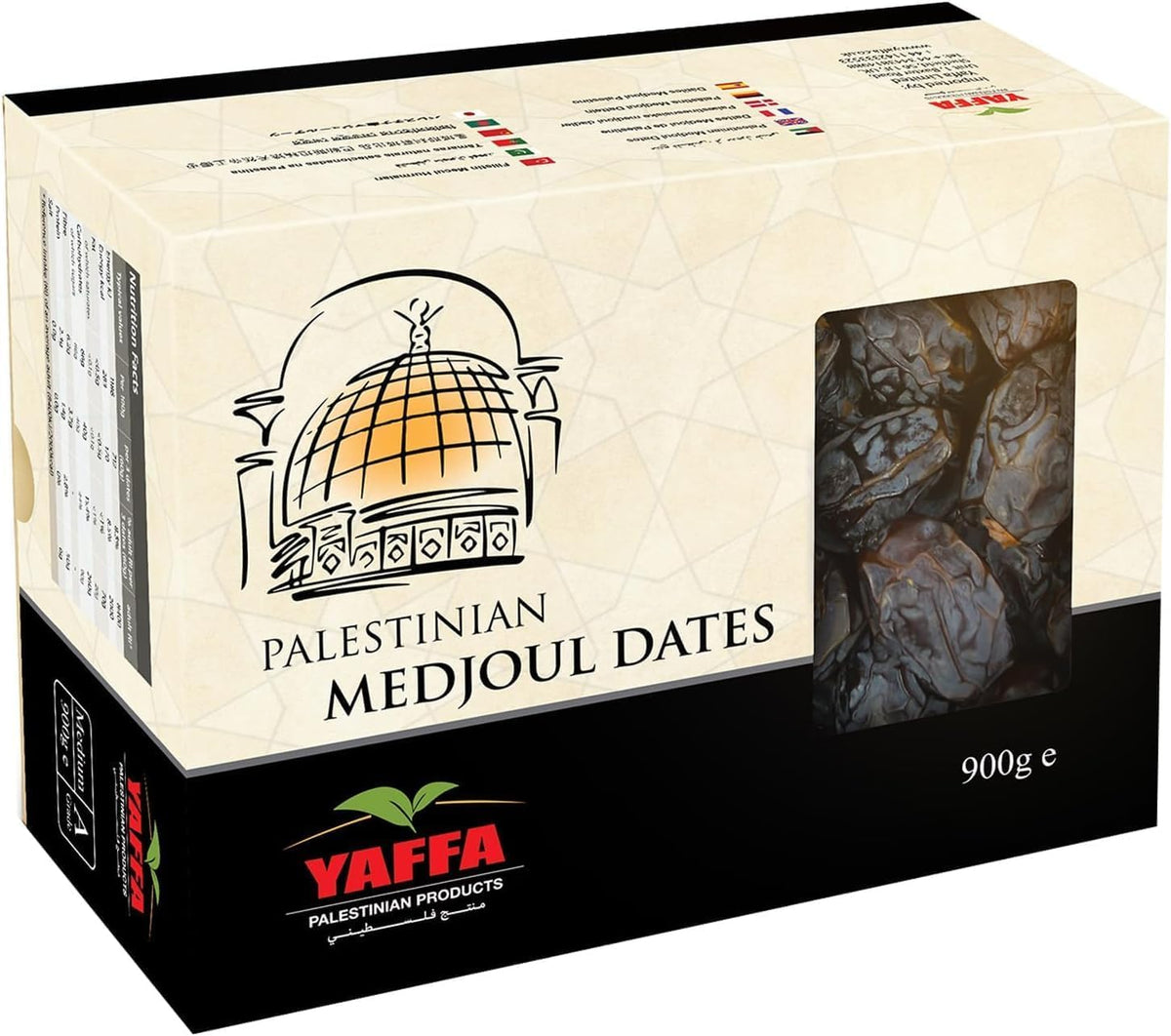 Yaffa Delicious and Juicy Medium Medjool Dates - All Natural, No Added Sugar, Free from Additives, Sustainably Grown and Hand-Picked Palestinian Dates (900g)