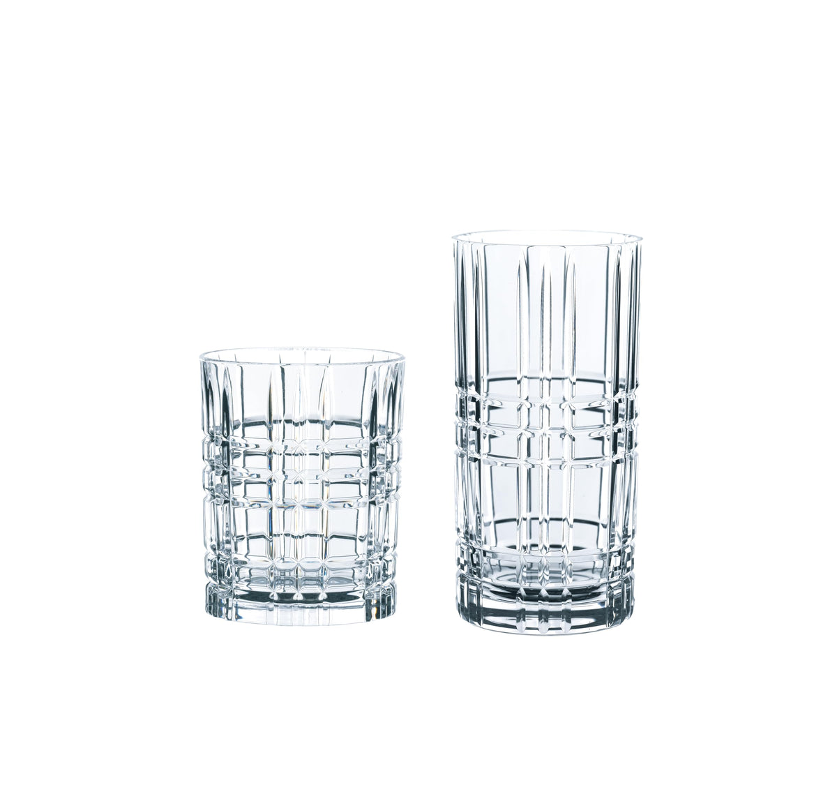 Nachtmann Highland Square Tumbler Set of 12 | Mixed Drinkware Set | Hiball Tumbler and Rock Drinking Glass | Kitchen Glassware | Made of Crystal Glass | Dishwasher Safe