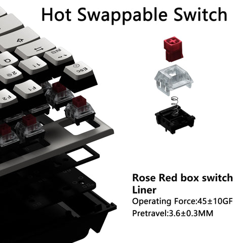 Hexgears X5pro Wireless Mechanical Keyboard, Triple Mode BT5.0/2.4G/USB-C Mechanical Keyboard with Kailh Box Red Switch, Hot Swappable 108 Keys Full Size Keyboard for Windows All Laptop Mac