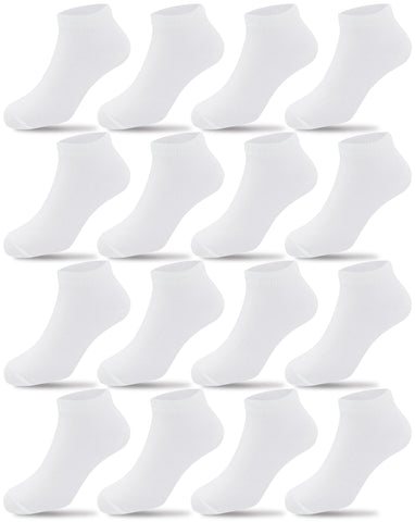 Duufin 16 Pairs Kids Ankle Socks Boys Girls Kids White Ankle Socks 4-6 Years Toddler Low Cut Half Cushion Kids Ankle Socks, 4-6X