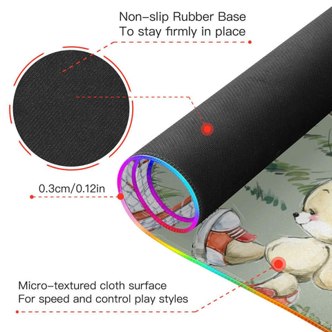 Cutebear Football Wireless Charging Mouse Pad for Mobile Phone Extra Large Gaming Mousepad with 13 Lighting Modes Keyboard Mat for Office Home Gaming MacBook PC Laptop Desk