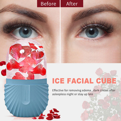 Joyeee Ice Face Roller, Reusable Silicone Mold Face Massage Eye Facial Beauty Skin Care Tools Apply Ice for Shrink Pores Anti Wrinkle Reduce Puffiness Improve Skin Elasticity, Seashell, Blue