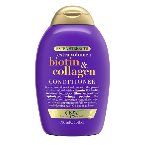 OGX Extra Strength Biotin and Collagen Conditioner, 13 fl oz, Sulfate-Free, Thicker, Fuller Hair