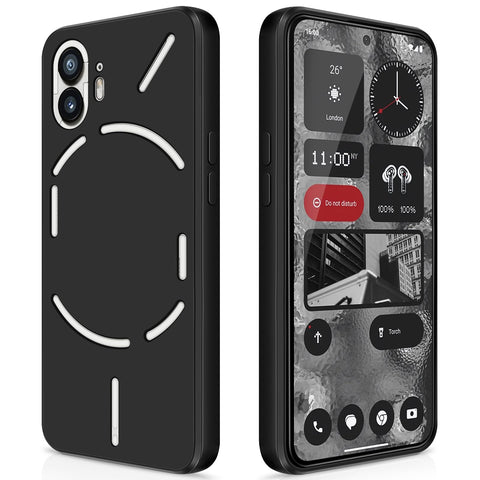 GiiYoon Case Compatible with Nothing Phone 2, Silky-Soft Touch Full-Body Protective Phone Silicone Case, Shockproof Cover with Microfiber Lining, Black