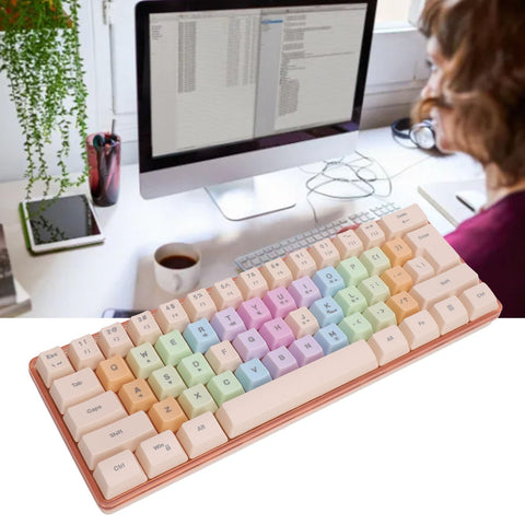 VBESTLIFE Mechanical Feeling Gaming Keyboard, 61 Keys Multi Color RGB Illuminated LED Backlit Wired Keyboard, Mini and Compact, for PC, for Mac, for Gamer