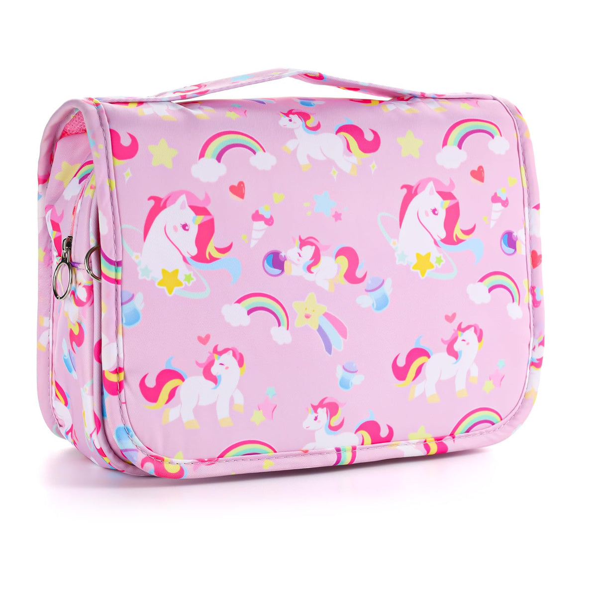 Vipdeal Kids Hanging Toiletry Bag for Girls, Travel Toiletry Bag for Little Young Girls Cosmetic Makeup Waterproof Wash Bag Toddler Traveling Toiletries, Unicorn Pink