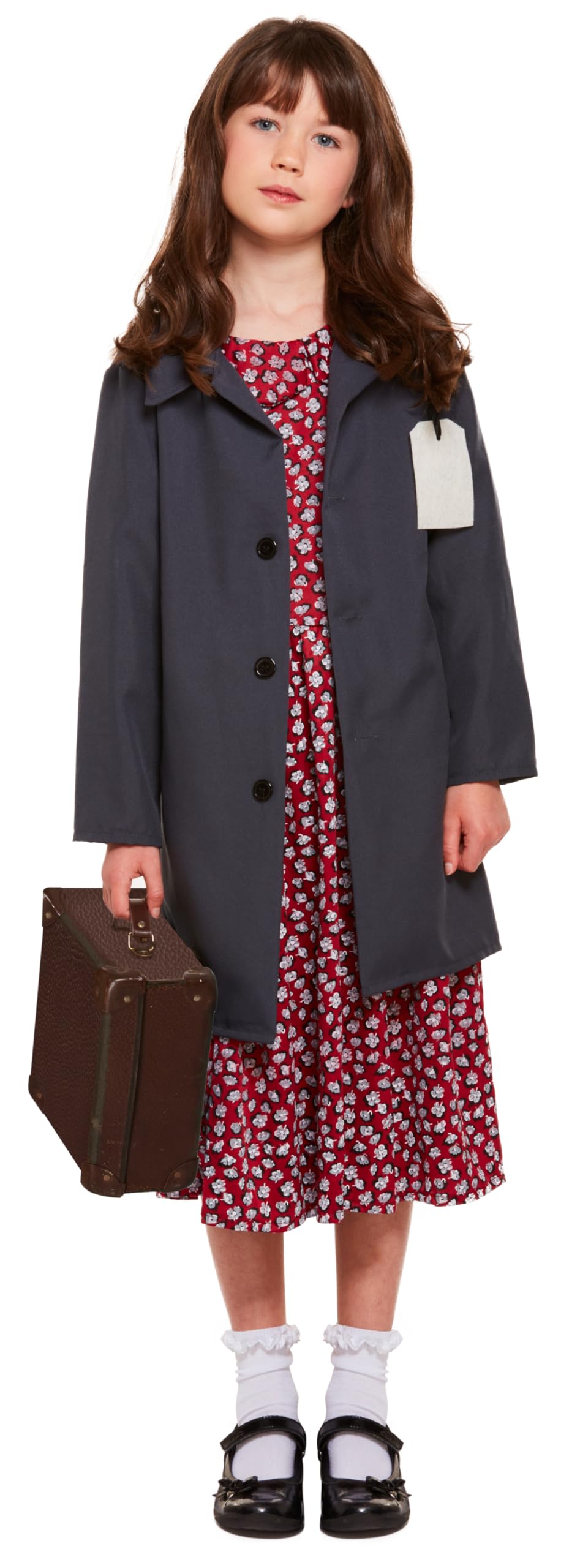 HENBRANDT Evacuee Girl Girls Fancy Dress WW2 1940s Wartime Book Day Childs Kid Costume New (Age 10-12)