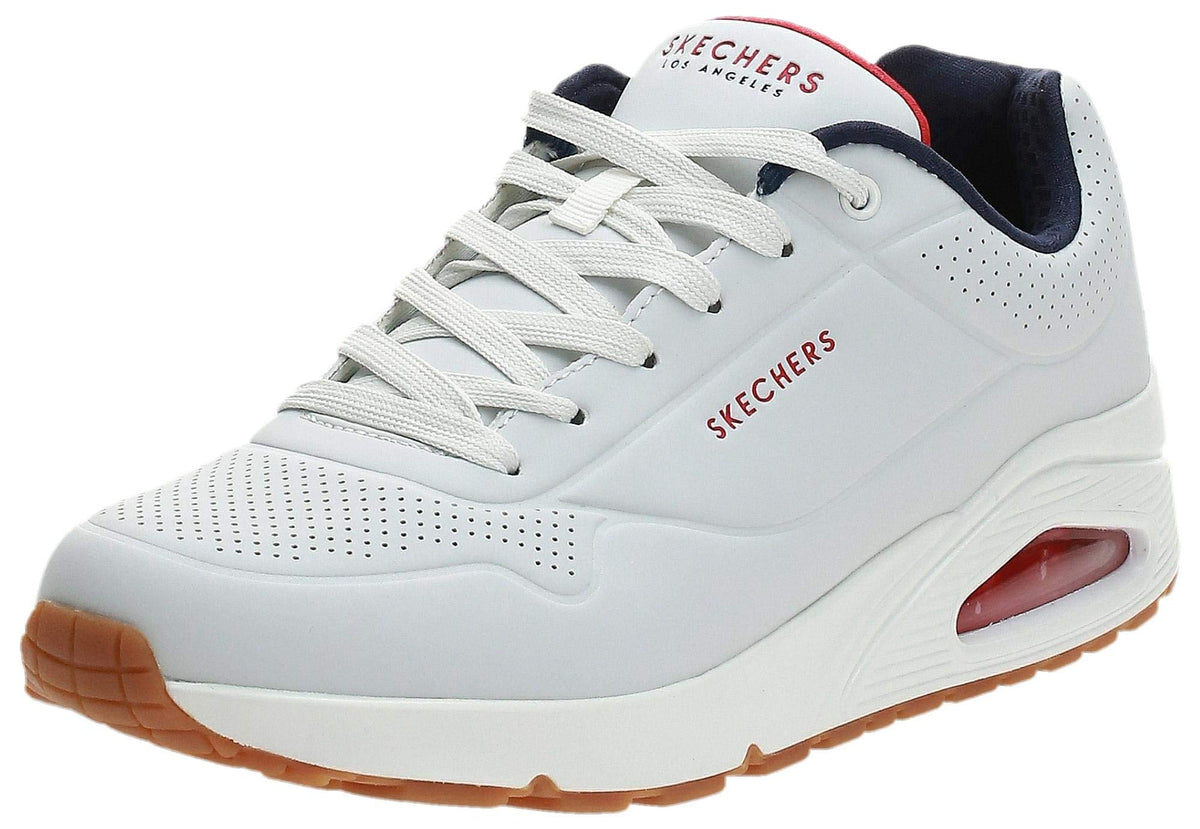 Skechers Men's Uno-Stand On Air Oxford, White/Navy/Red, 10
