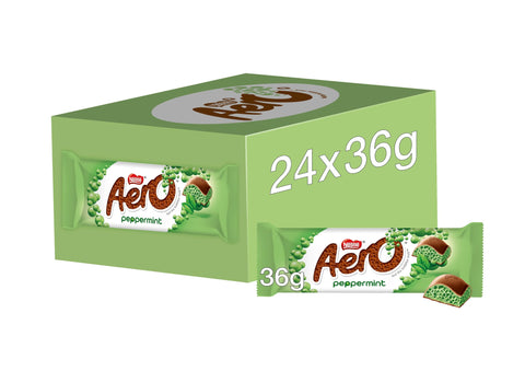 Aero Bubbly Peppermint Mint Chocolate Bars, 24 x 36 g