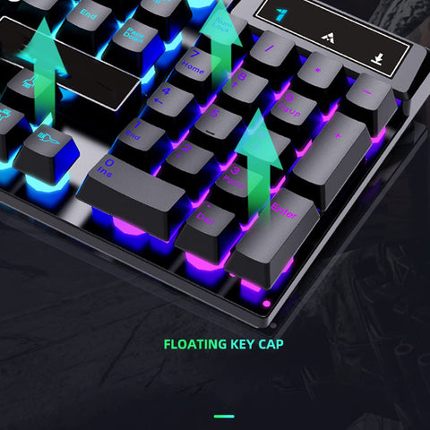 Waterproof Keyboard and Mouse Combo, RGB LED Backlit Gaming 104 Keys Wired USB Keyboards with Ergonomic Gaming Mouse for PC Gamer Computer Desktop(Black)