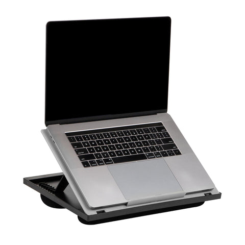 Mind Reader Lap Desk Laptop Stand, Bed Tray, Collapsible, Cushion, Portable, Dorm, Plastic, 14.75" L x 11" W x 7.3" H, Gray