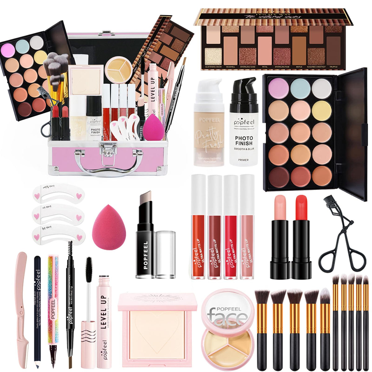 FantasyDay All in One Makeup Kits for Women Girls Holiday Make-up Gift Sets Xmas Essential Bundle Include Eyeshadow Palette Lipstick Blush Concealer Eyeliner Mascara Foundation Brush Eyebrow Pencil