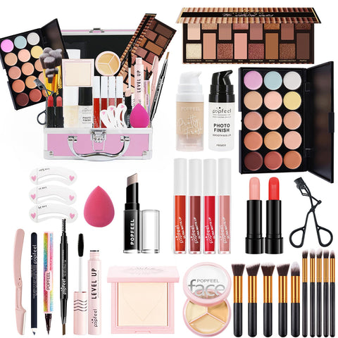 FantasyDay All in One Makeup Kits for Women Girls Holiday Make-up Gift Sets Xmas Essential Bundle Include Eyeshadow Palette Lipstick Blush Concealer Eyeliner Mascara Foundation Brush Eyebrow Pencil