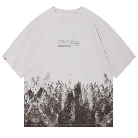 Vamtac Mens Oversized Graphic Tees Y2k Snow Mountain Graffiti Short Sleeve Shirts Streetwear Summer Tshirt Unisex Grey