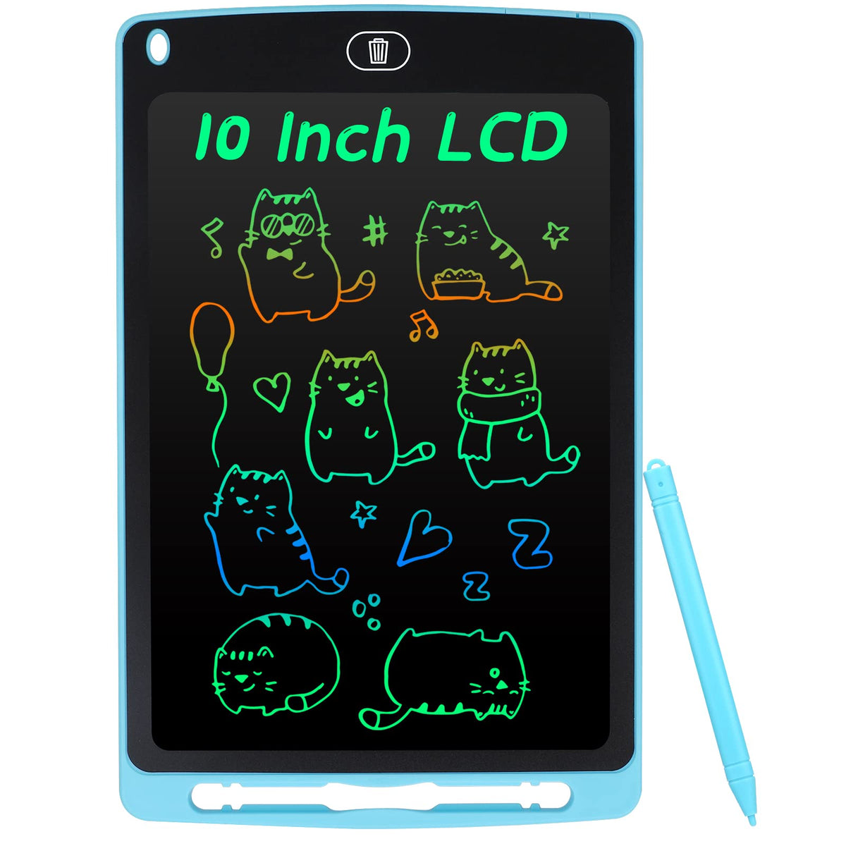 Coolzon LCD Drawing Tablet for Kids, 10 Inch Colourful Writing Pad Toddler Toys Erasable Doodle & Drawing Pad Writing Tablet Kids Travel Games for 2 3 4 5 6 7 Year Old Boys Girls (Blue)