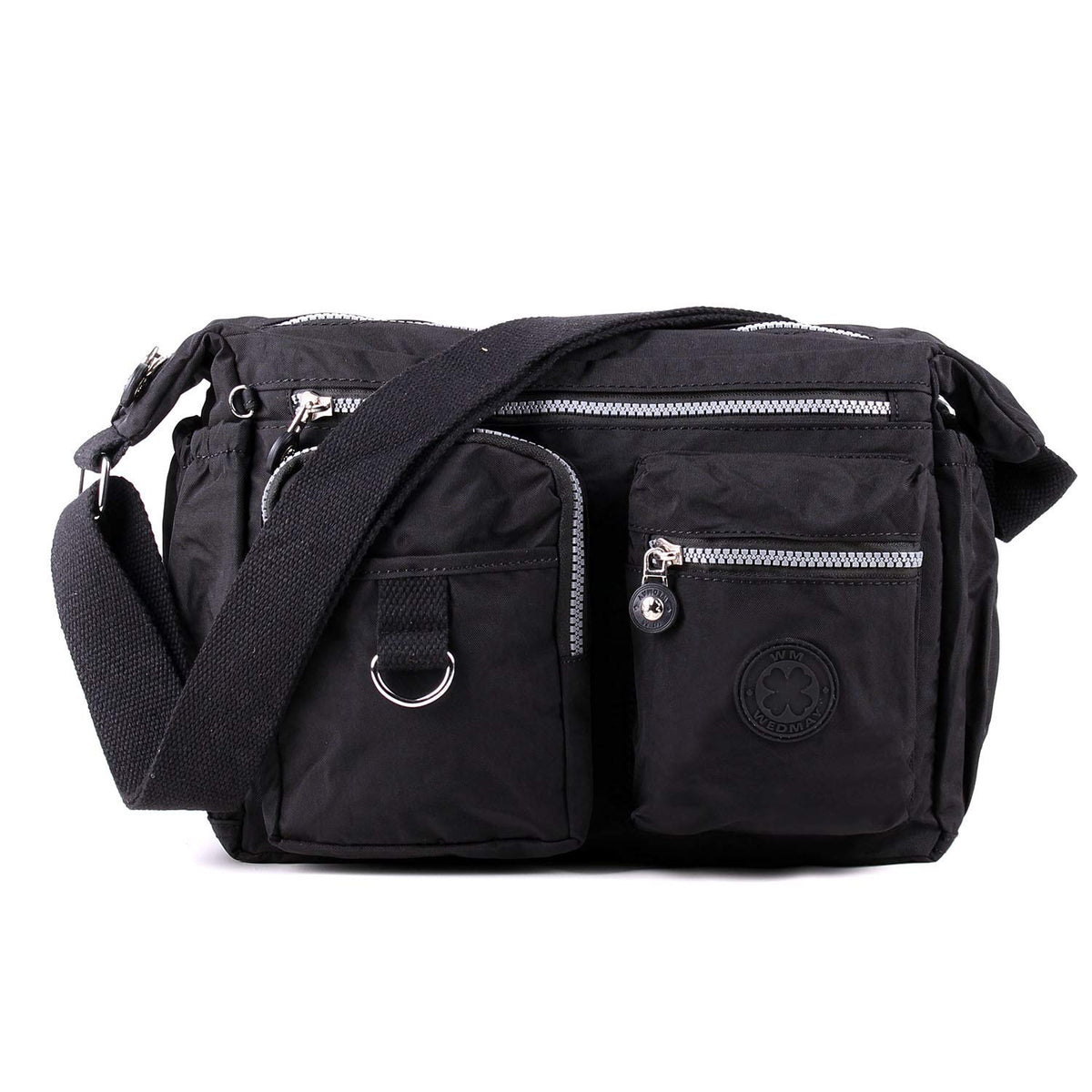 WEDMAY Womens Cross Body Casual Multi Pocket Nylon Large Hobos Shoulder Bag For Ladies Handbag Messenger Bags (Black)