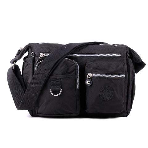 WEDMAY Womens Cross Body Casual Multi Pocket Nylon Large Hobos Shoulder Bag For Ladies Handbag Messenger Bags (Black)