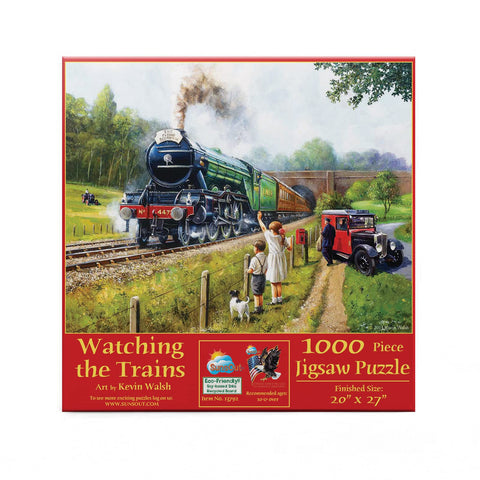 SUNSOUT INC - Watching The Trains - 1000 pc Jigsaw Puzzle by Artist: Kevin Walsh - Finished Size 20" x 27" - MPN# 13792