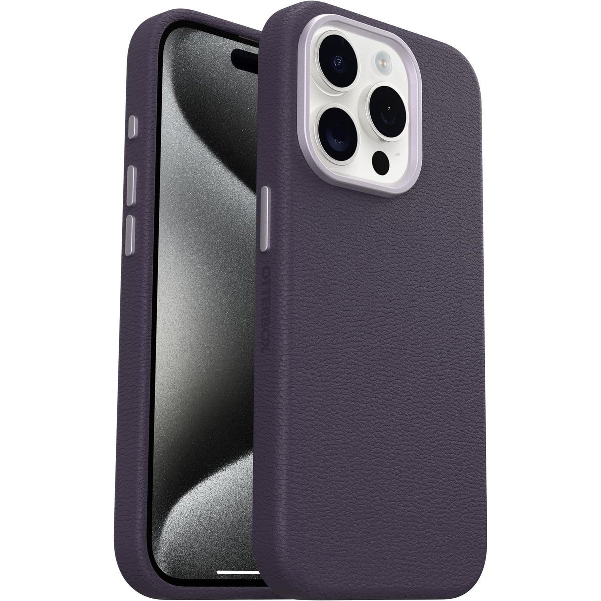 OtterBox Symmetry Series Cactus Leather MagSafe Case for iPhone 15 Pro, Shockproof, Drop Proof, Protective Thin Case, 3X Tested to Military Standard, Purple