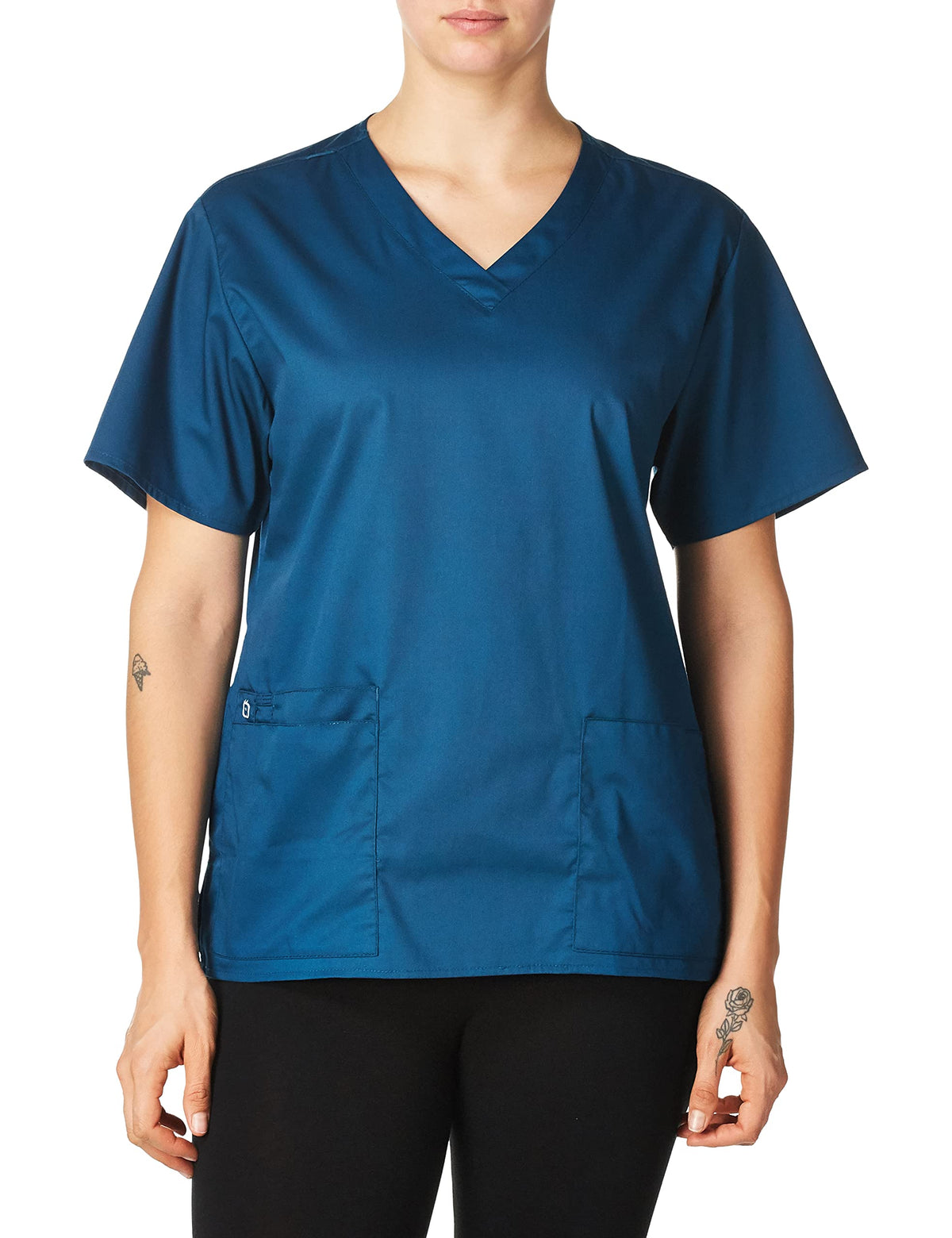 WonderWink Women's Plus-Size Wonderwork V-Neck Scrub Top, Caribbean, 3X-Large