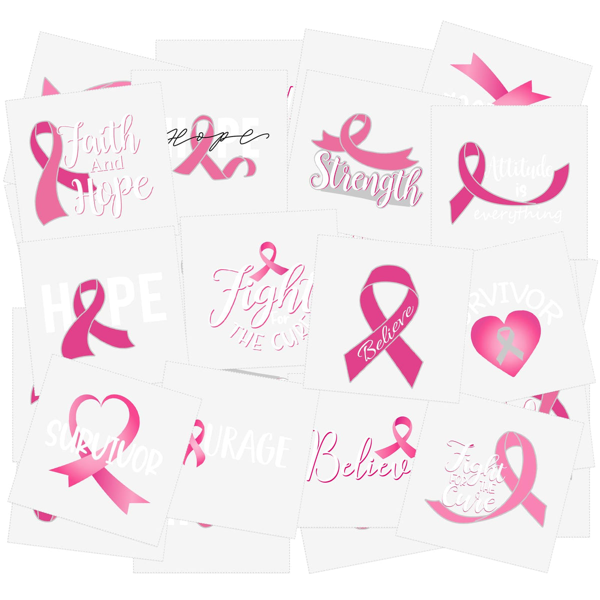 Dansib 360 Pcs Breast Cancer Awareness Temporary Tattoos Pink Ribbon Tattoos Removable Breast Cancer Tattoos Accessories for Women Breast Cancer Awareness Gifts Party Favors