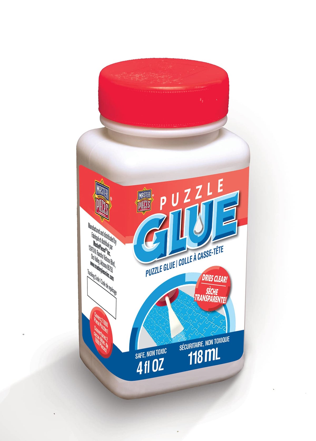 MasterPieces Accessories, Jigsaw Puzzle Glue Bottle with Spreader Built into Cap, 4 Ounces