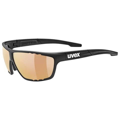 uvex Sportstyle 706 CV V - Sports Sunglasses for Men and Women - Self-Tinting & Mirrored Lenses - Contrast Enhancing - Black Matt/Red - One Size