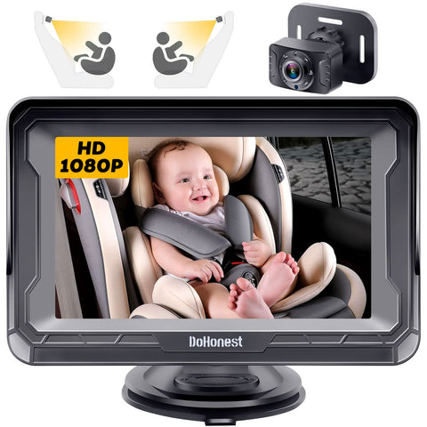 DoHonest Baby Car Camera HD 1080P: 360ÃƒÆ’Ã†â€™ÃƒÂ¢Ã¢â€šÂ¬Ã…Â¡ÃƒÆ’Ã¢â‚¬Å¡Ãƒâ€šÃ‚Â° Rotating Plug and Play Easy Install 3 Mins Rear Facing Car Baby Monitor with Camera Crystal Night Vision Backseat Camera Two Kids -V33