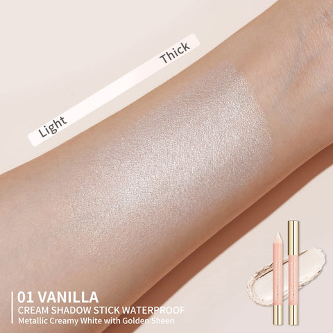 Oulac Glitter Eye Shadow Pencil - Waterproof Eye Shadow Stick Smooth and Long Lasting, Shimmering Glitter Finish, Blendable Eyes Makeup, Vegan & Cruelty-Free 3.8g, (01) Vanilla