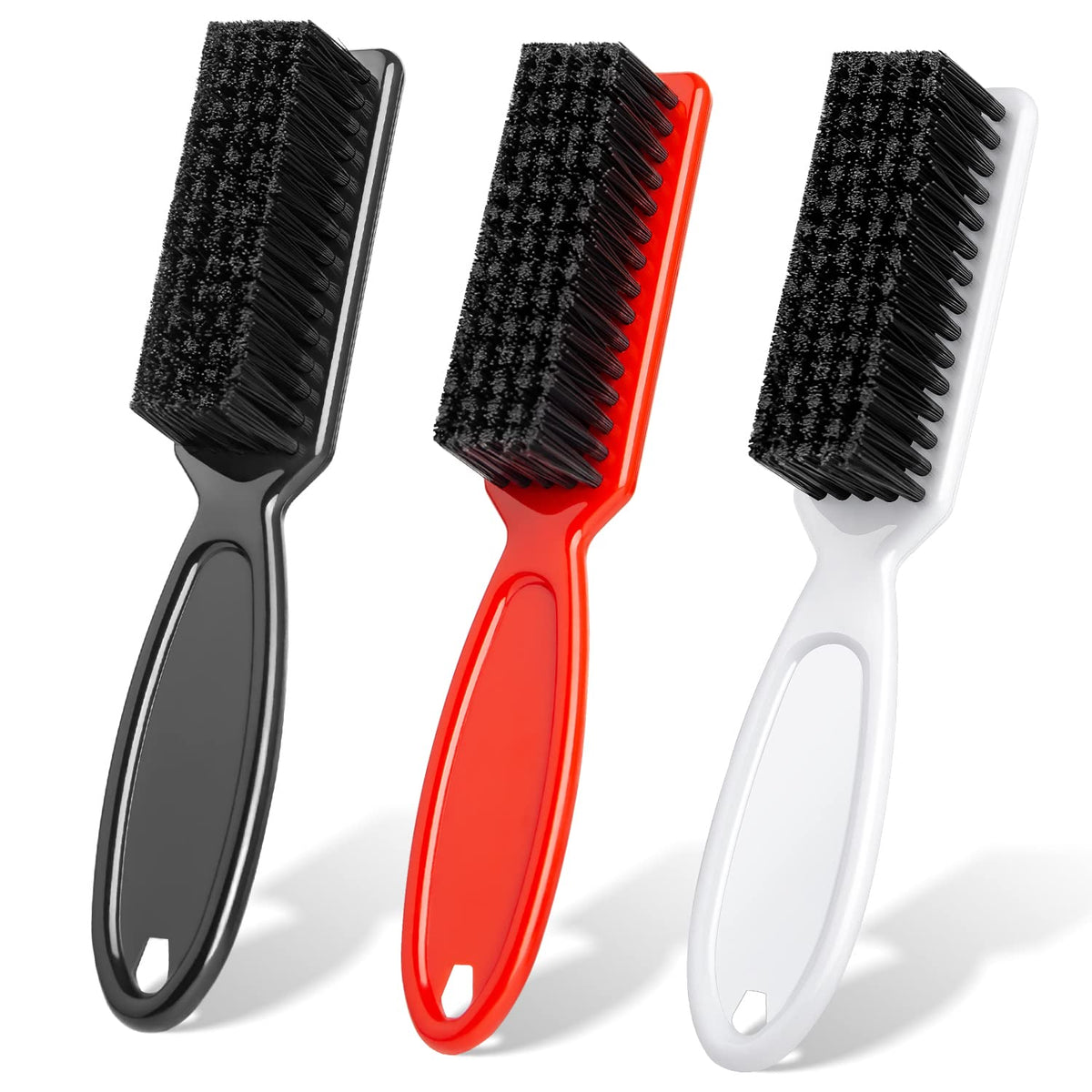 URBABA 3-Piece Brush Set - Nylon Bristles for Fades and Hair Styling - Clipper Cleaner - Barbers' Supplies