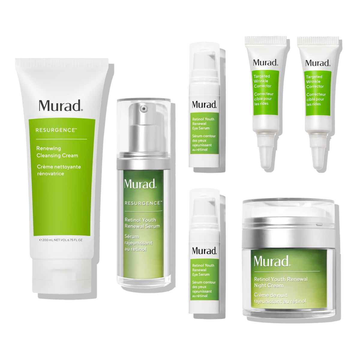 Murad 90-Day Resurgence Kit - 3-Piece Full Size Set + 4 Bonus Samples $320 Value - Renewing Cleansing Cream 6.75 OZ, Retinol Night Cream 1.7 OZ, & Retinol Serum 1.0 OZ
