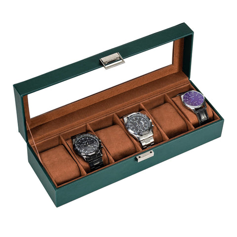 ProCase Watch Box for Men, 6 Slot Watch Display Case Mens Watch Box Organizer, Watch Cases for Men Watch Storage, Father's Day Gift Watch Holder Organizer with Glass Lid -6Slot, MidnightGreen