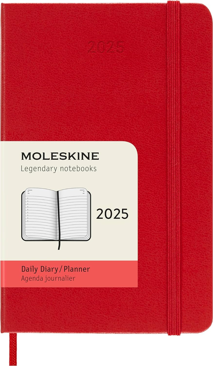 Moleskine Classic 12 Month 2025 Daily Planner, Hard Cover, Pocket (3.5" x 5.5"), Scarlet Red, 400 pages