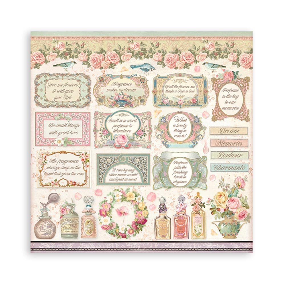 Scrapbooking Pad 10 Sheets CM 30.5 x 30.5 (12 x 12 Inches) - Rose Perfum