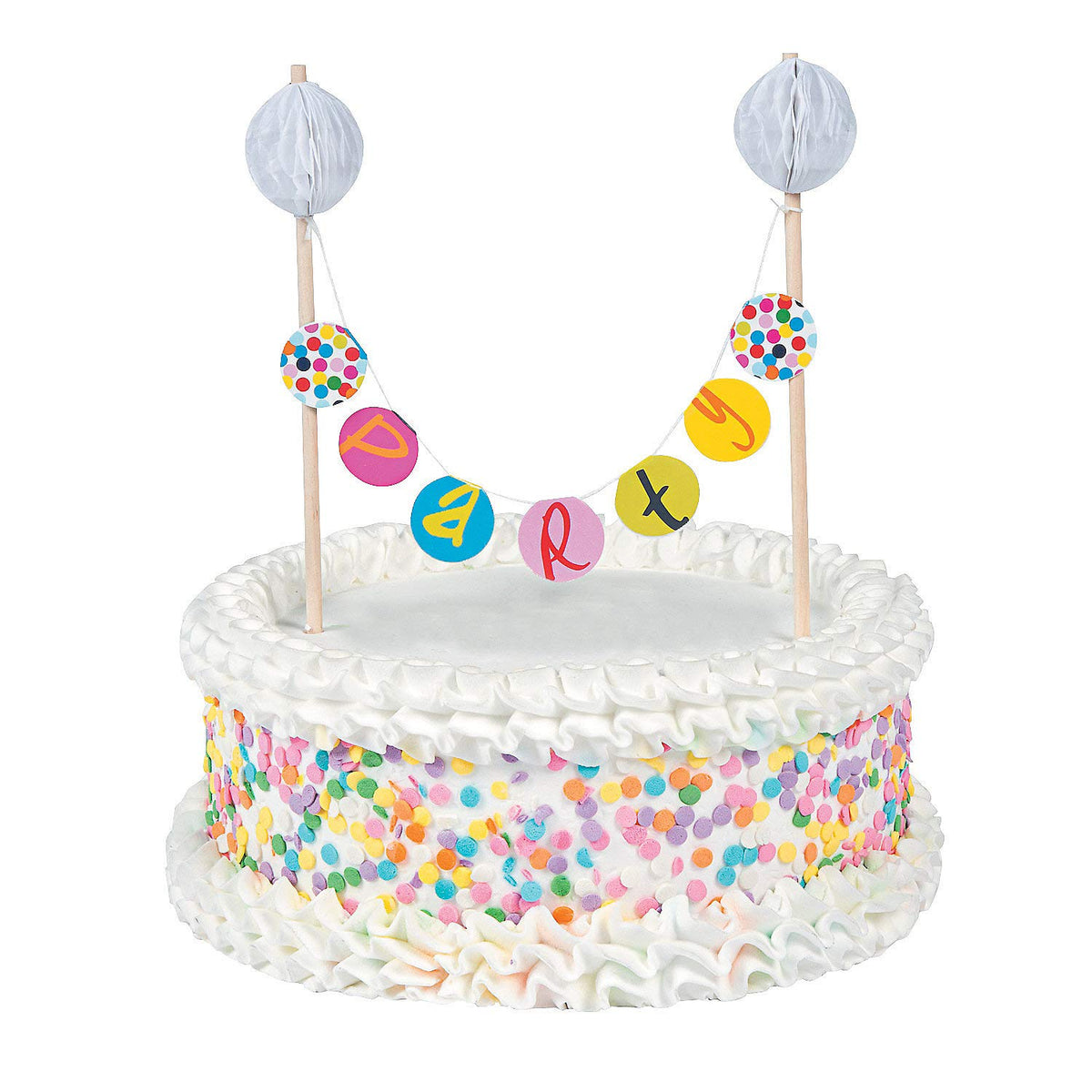 Fun Express - Birthday Dots Banner Cake Topper for Party - Party Supplies - Licensed Tableware - Misc Licensed Tableware - Party - 1 Piece