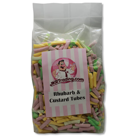 Rhubarb and Custard Tubes 1Kg Value Bag Multi-Coloured Fruit Flavoured Pencils