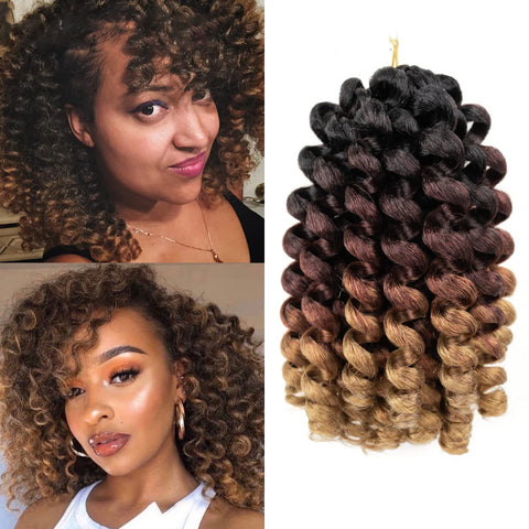 8 Inch 5 Pcs Wand Curl Crochet Hair Jamaican Bounce Crochet Hair Short Curly Braids Hair Curly Crochet Hair for Black Women 20 Roots/Pack(T1B/30/27)