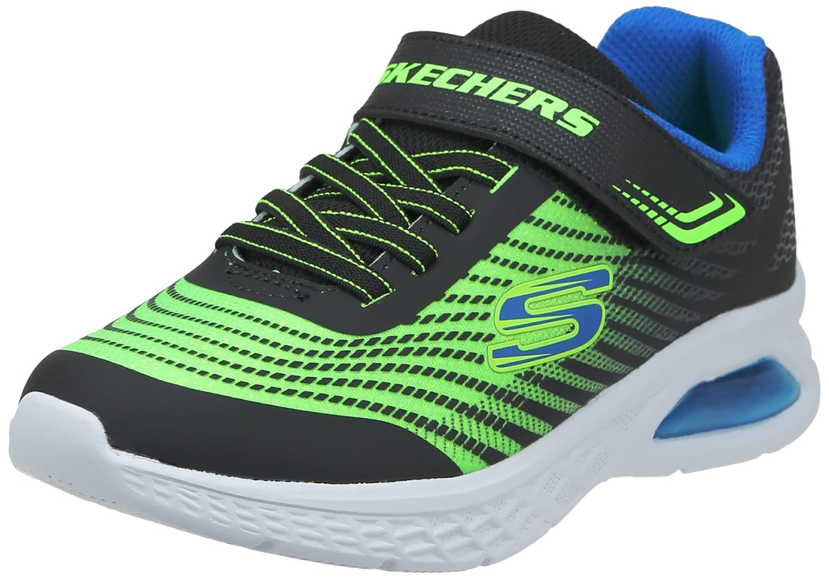 Skechers Boy's Microspec Max Ii Sneaker, Black/Blue/Lime, 6 Toddler