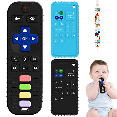 HHMY Baby Teething Toys, Silicone Teething Toys for Babies 0-6-12-18-36 Months, Robot Shape Remote Teether for Baby Chew Toys, Baby Teether Sensory Toys for Toddler Infant POP Fidget Teething Toys