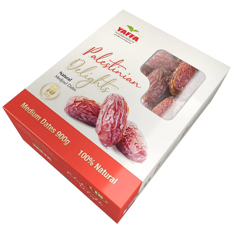 Palestinian Delights Delicious and Juicy Medjool Dates Grade 2 Medium (Box of 900g) | All Natural, No Added Sugar, Free from Additives, Sustainably Grown and Hand-Picked Palestinian Dates